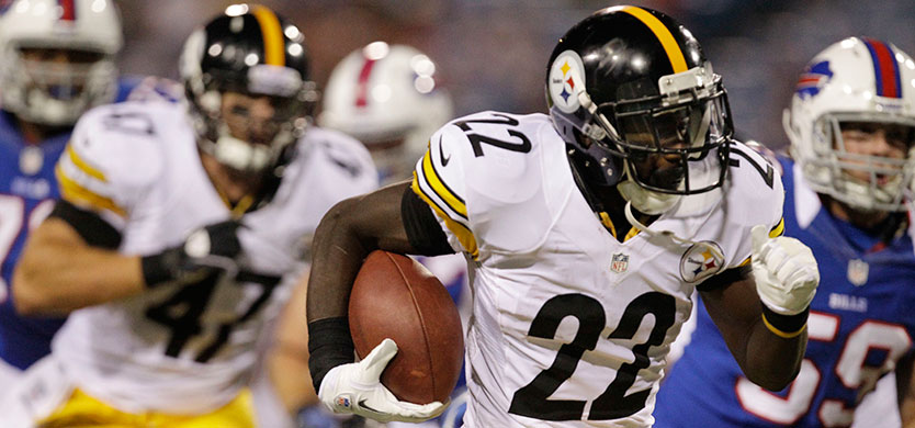 Pittsburgh Steelers' Chris Rainey (22) runs for a touchdown against the Buffalo Bills during the second half of a preseason NFL football game in Orchard Park, N.Y., Saturday, Aug. 25, 2012. The Steelers won 38-7. (AP Photo/Gary Wiepert)