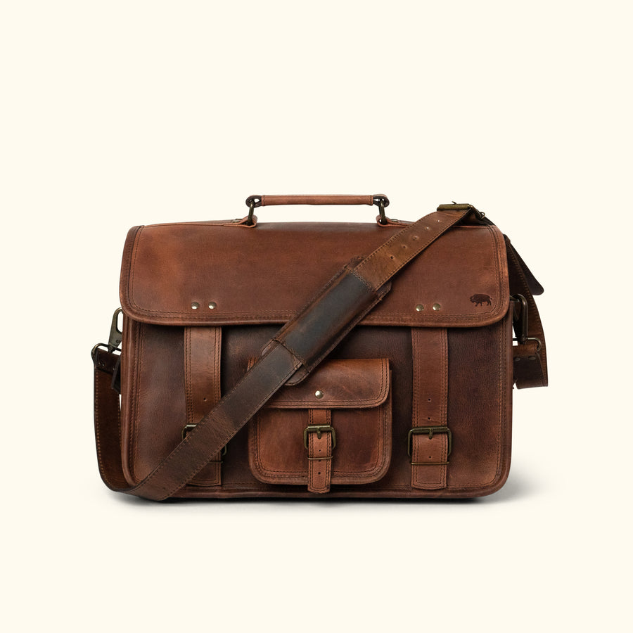 Roosevelt Buffalo Leather Pilot Bag - Large | Dark Oak